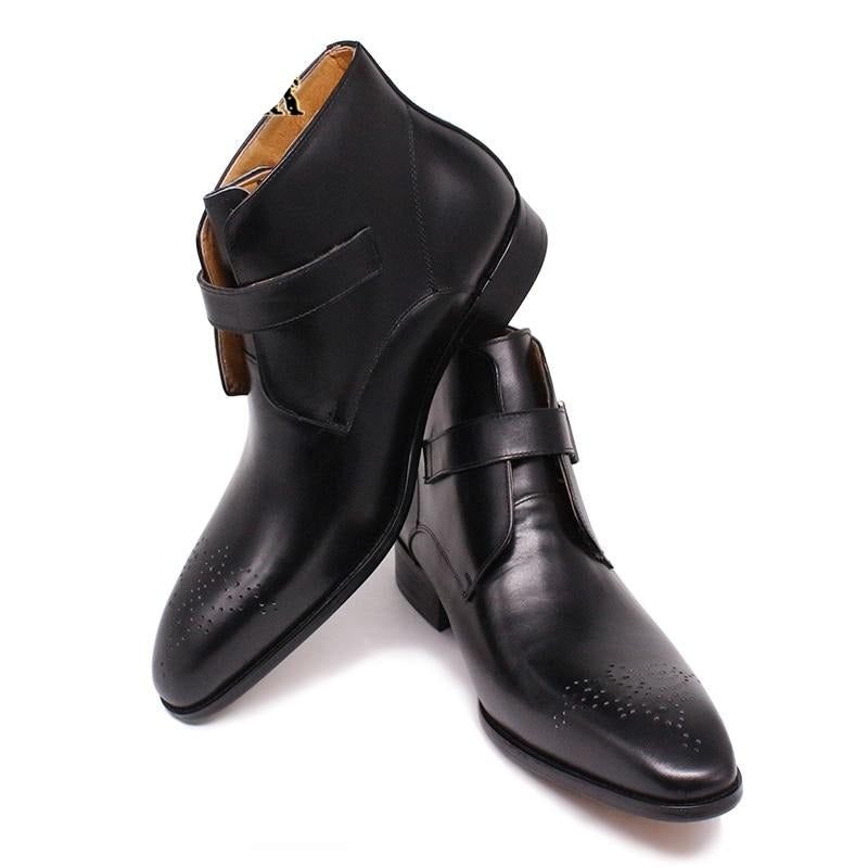 Botas Masculinas Formais Couro Exótico - Preto