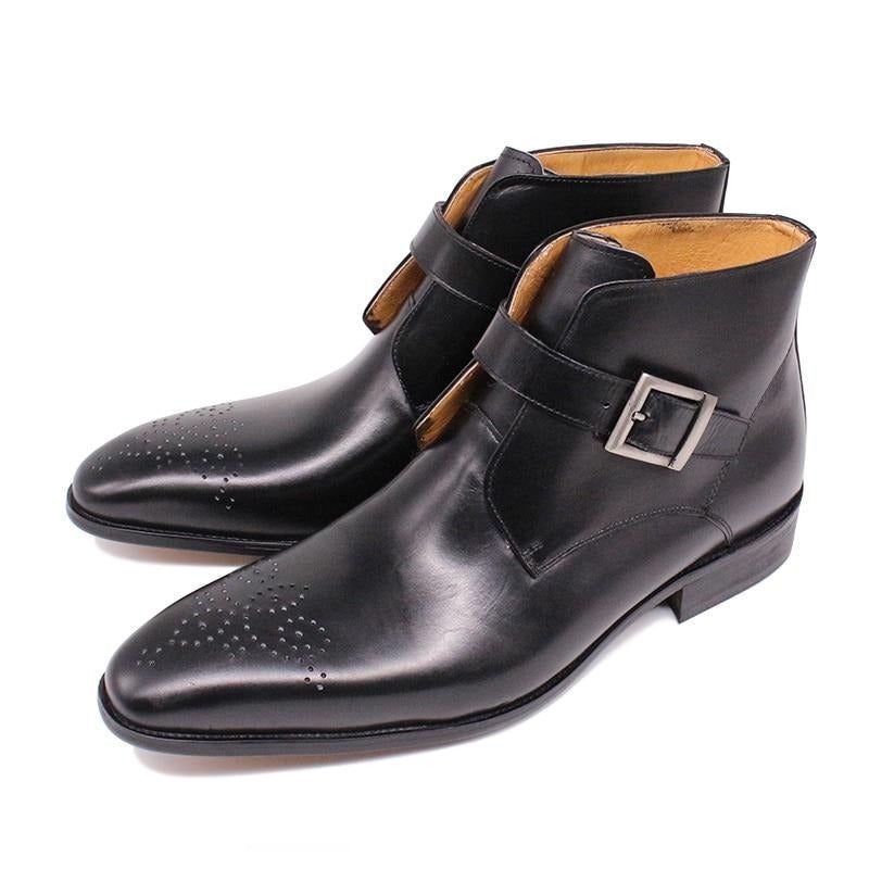 Botas Masculinas Formais Couro Exótico - Preto