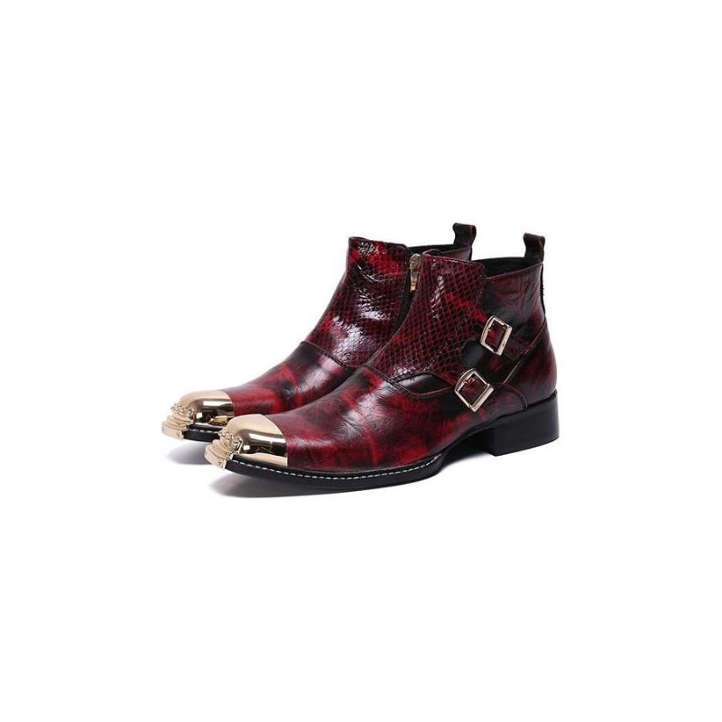 Botas Masculinas Glamourlux Pele Cobra Com Biqueira Metal Mocassins