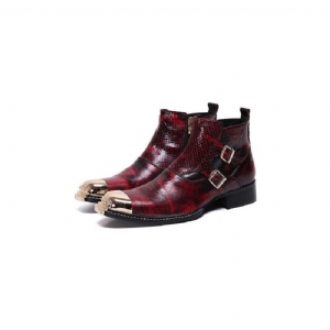 Botas Masculinas Glamourlux Pele Cobra Com Biqueira Metal Mocassins