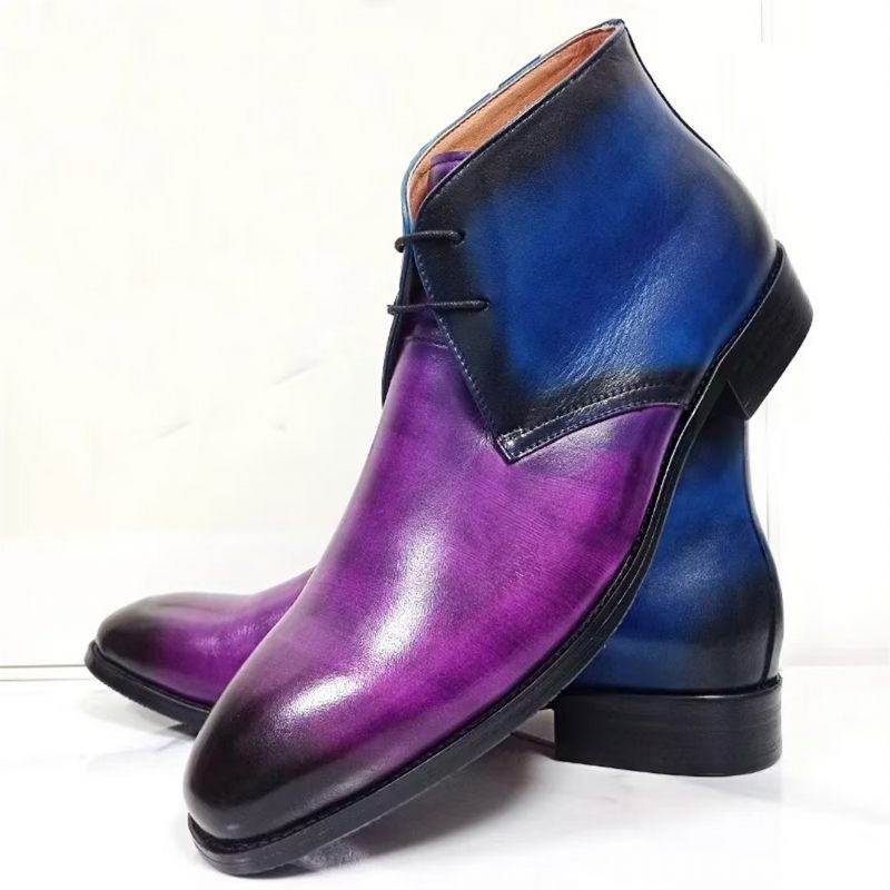 Botas Masculinas Lazer Com Cadarço - Roxo