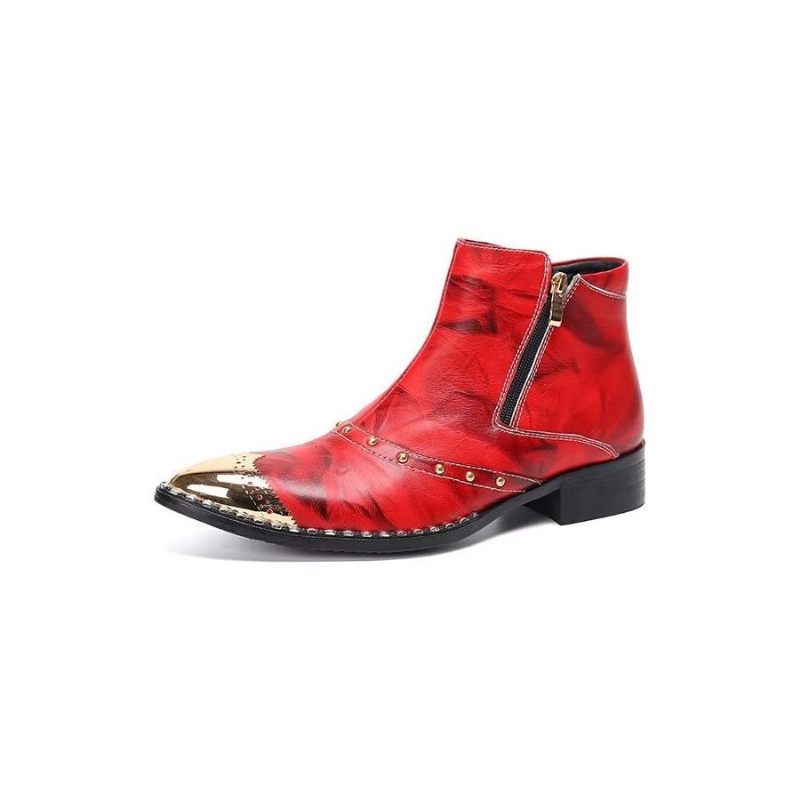 Botas Masculinas Lux Couro Refinado - Vermelho