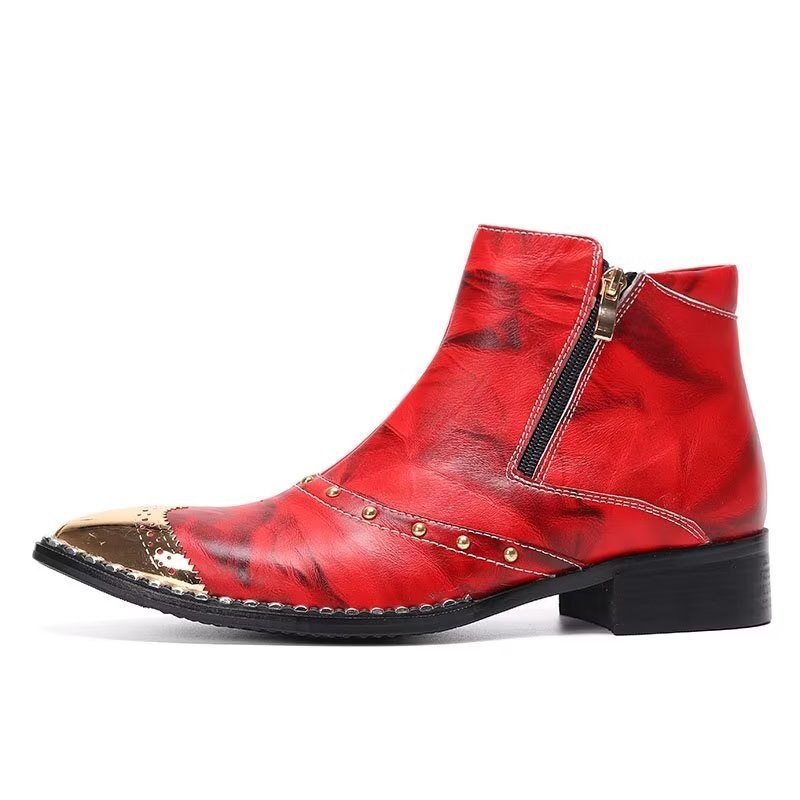 Botas Masculinas Lux Couro Refinado - Vermelho