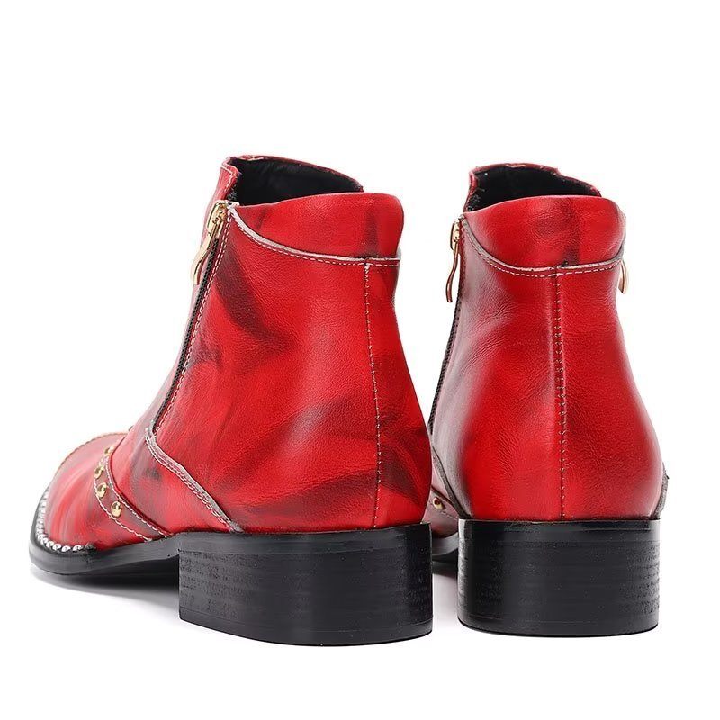 Botas Masculinas Lux Couro Refinado - Vermelho