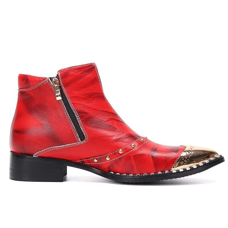 Botas Masculinas Lux Couro Refinado - Vermelho