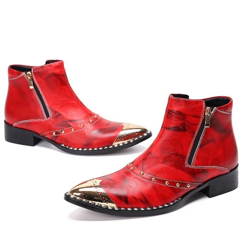 Botas Masculinas Lux Couro Refinado - Vermelho