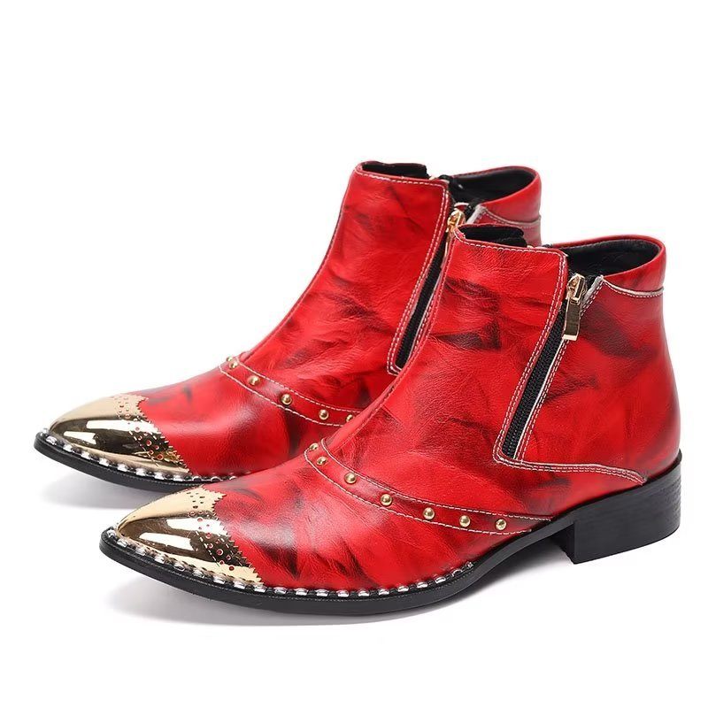 Botas Masculinas Lux Couro Refinado - Vermelho