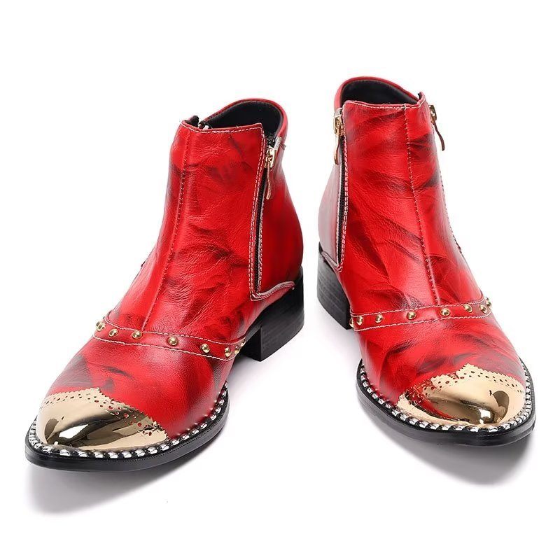 Botas Masculinas Lux Couro Refinado - Vermelho