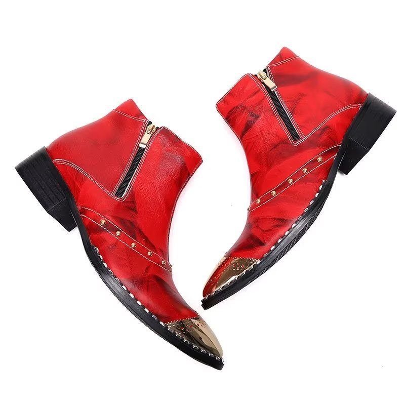 Botas Masculinas Lux Couro Refinado - Vermelho