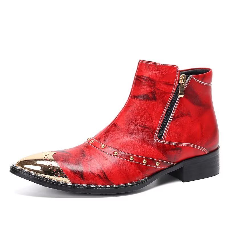 Botas Masculinas Lux Couro Refinado - Vermelho