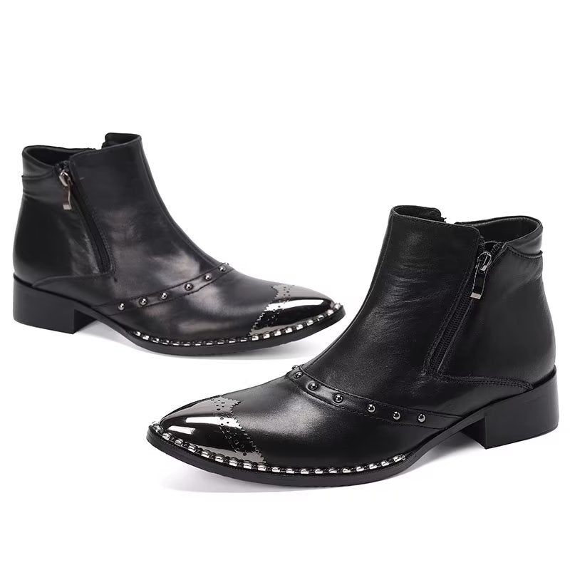 Botas Masculinas Lux Couro Refinado - Preto