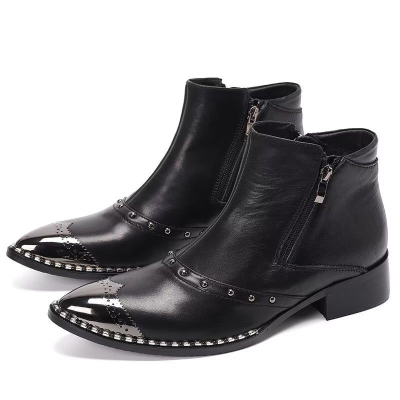 Botas Masculinas Lux Couro Refinado - Preto