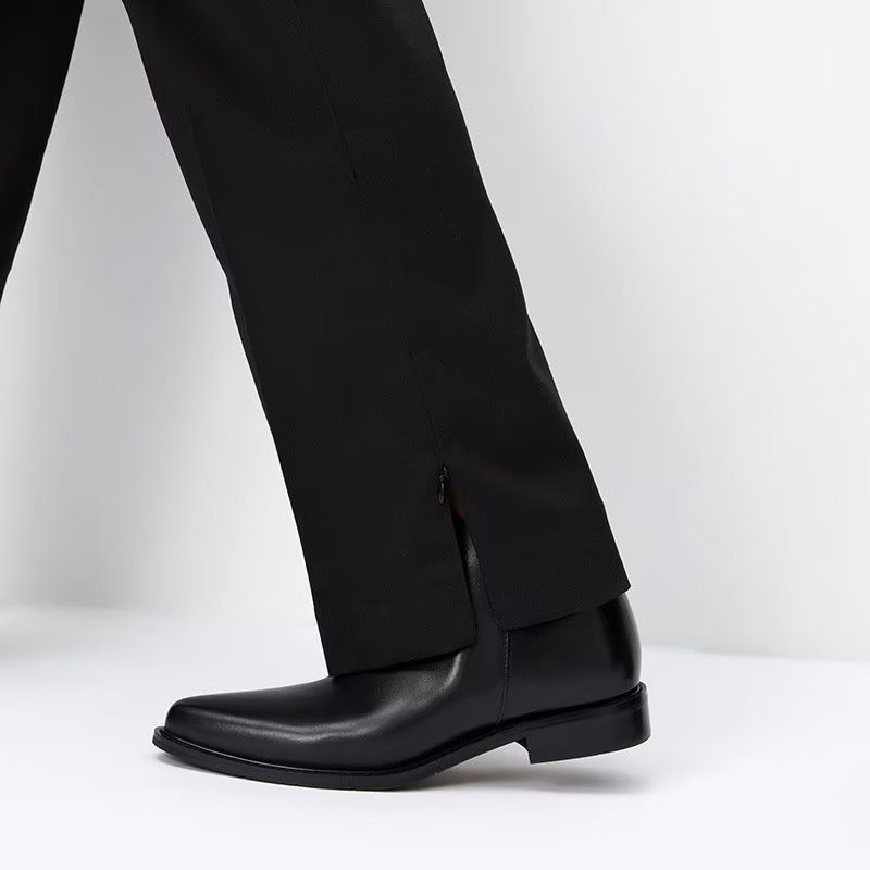 Botas Masculinas Luxo Chique Com Zíper Couro - Preto