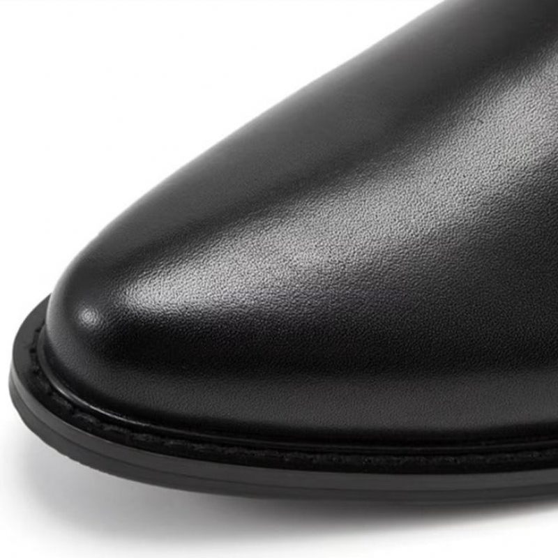 Botas Masculinas Luxo Chique Com Zíper Couro - Preto