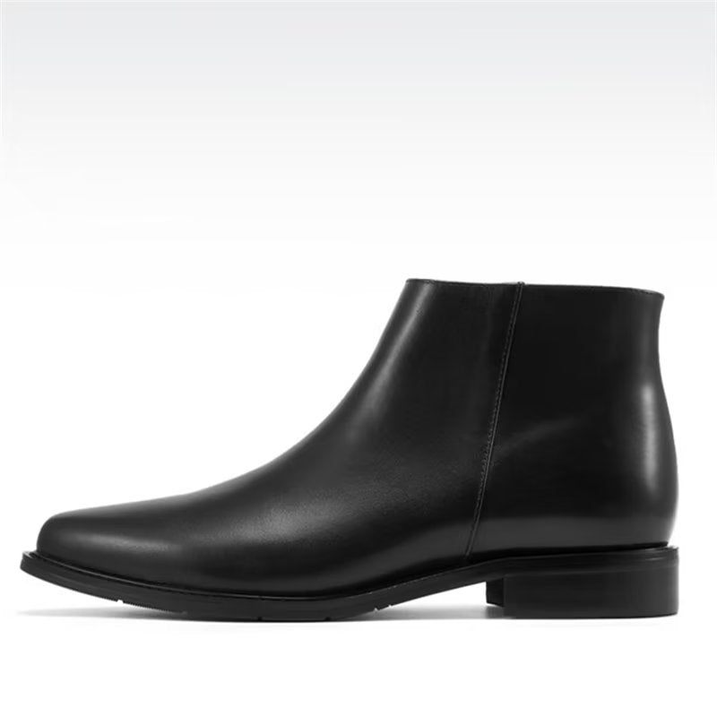 Botas Masculinas Luxo Chique Com Zíper Couro - Preto