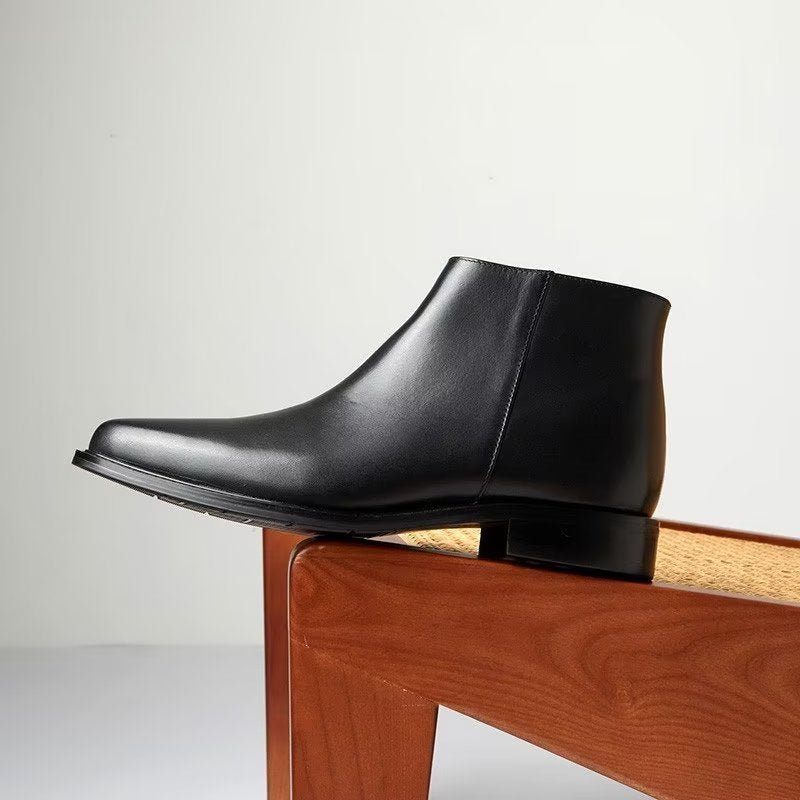 Botas Masculinas Luxo Chique Com Zíper Couro - Preto