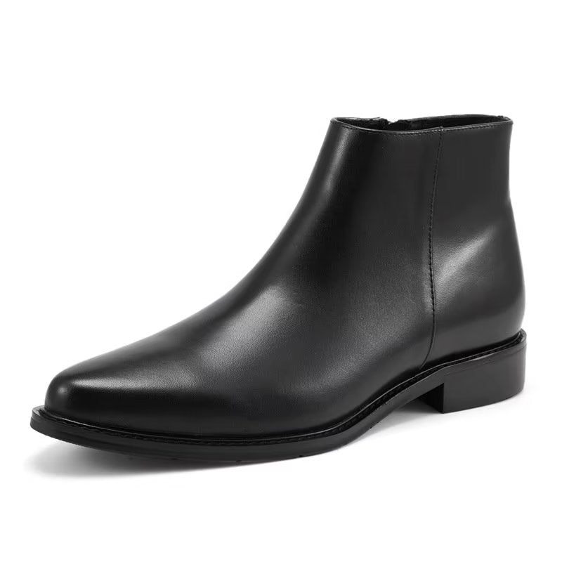 Botas Masculinas Luxo Chique Com Zíper Couro - Preto