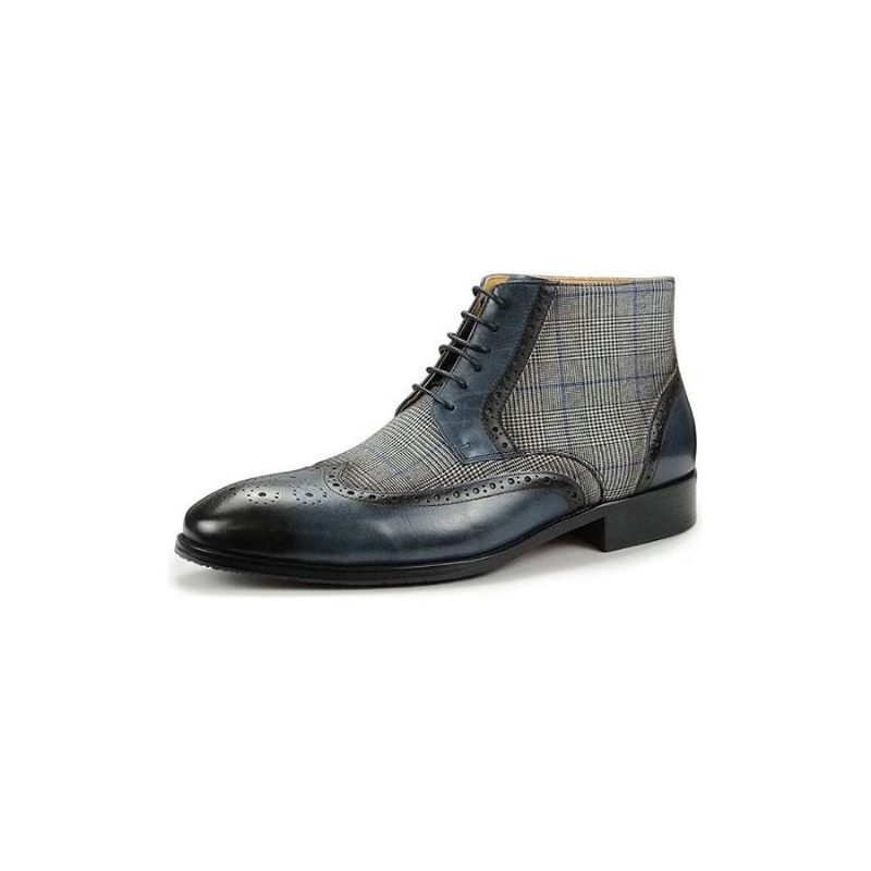 Botas Masculinas Luxo Com Estampa Couro E Zíper - Azul