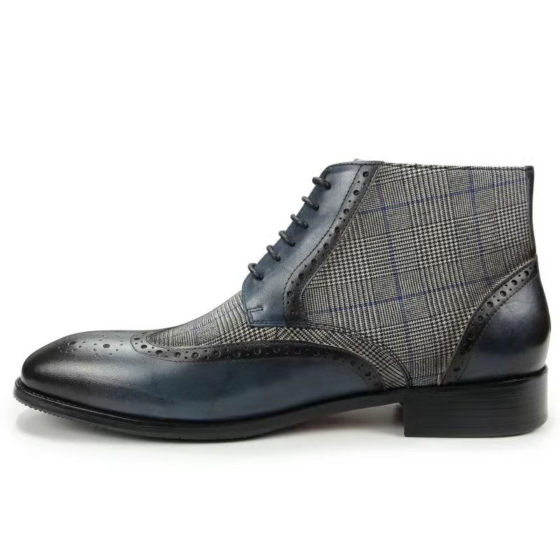 Botas Masculinas Luxo Com Estampa Couro E Zíper - Azul