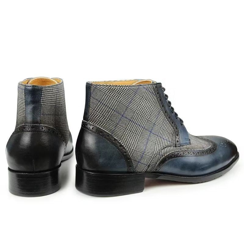 Botas Masculinas Luxo Com Estampa Couro E Zíper - Azul