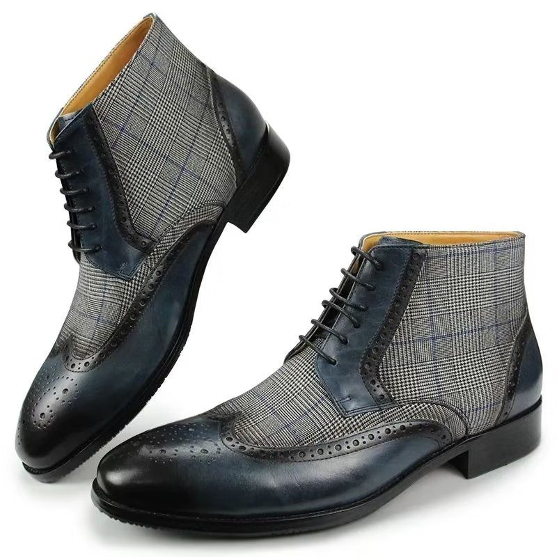 Botas Masculinas Luxo Com Estampa Couro E Zíper - Azul