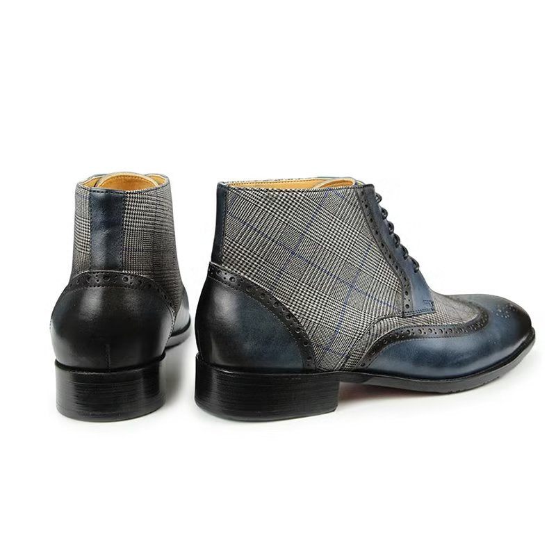 Botas Masculinas Luxo Com Estampa Couro E Zíper - Azul