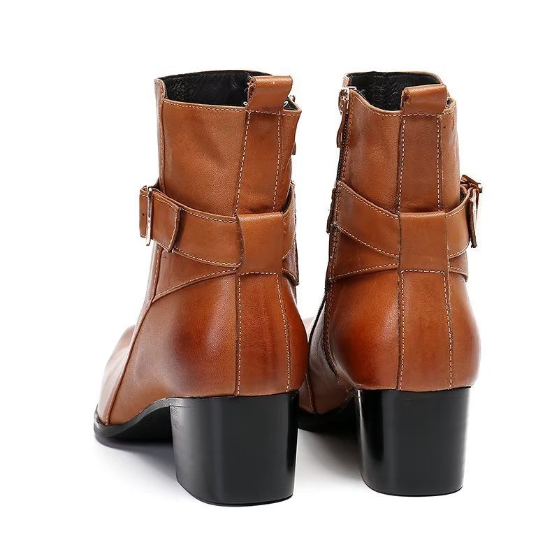 Botas Masculinas Luxo Com Padrão Crocodilo Couro - Marrom