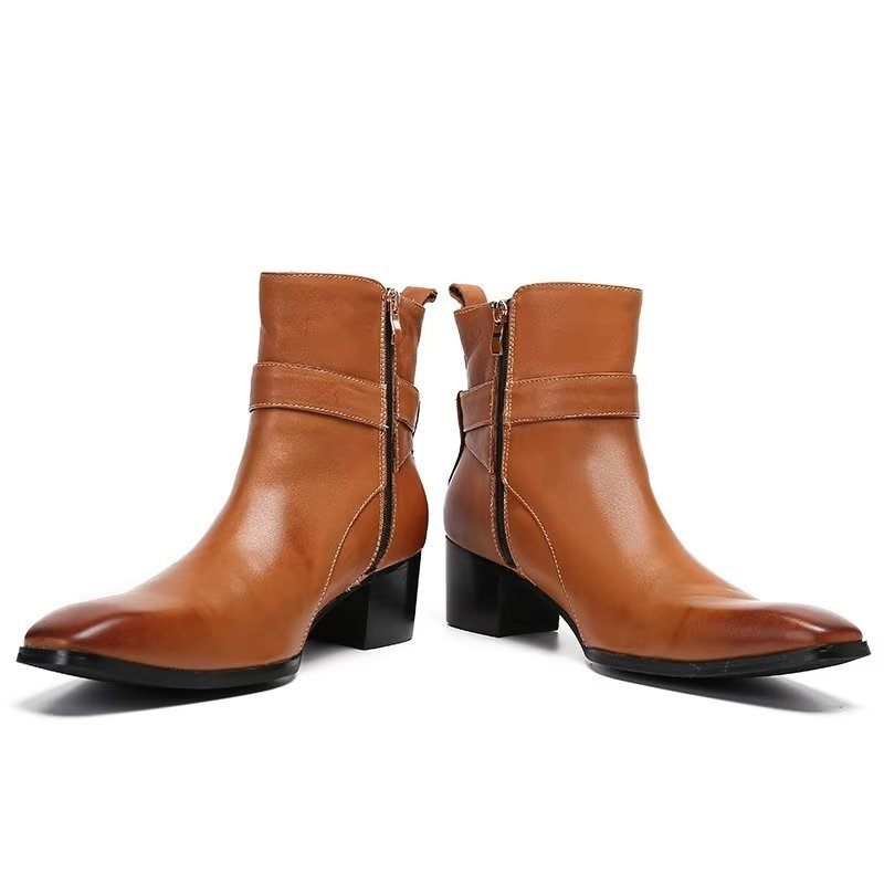 Botas Masculinas Luxo Com Padrão Crocodilo Couro - Marrom