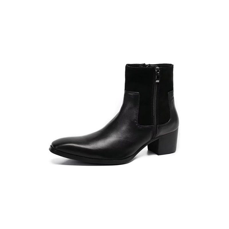 Botas Masculinas Luxo Com Padrão Crocodilo Couro - Preto 1