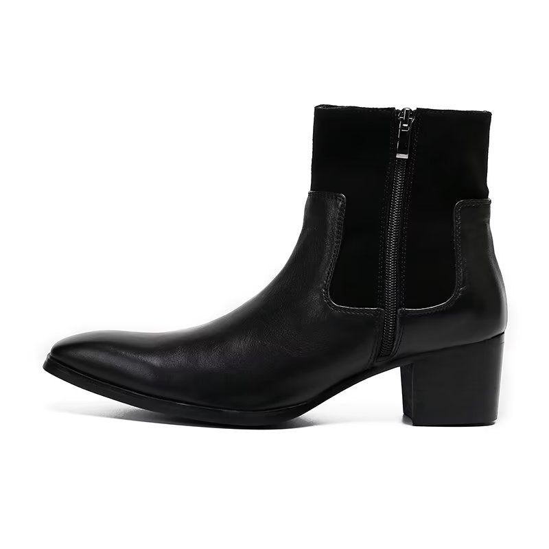 Botas Masculinas Luxo Com Padrão Crocodilo Couro - Preto 1