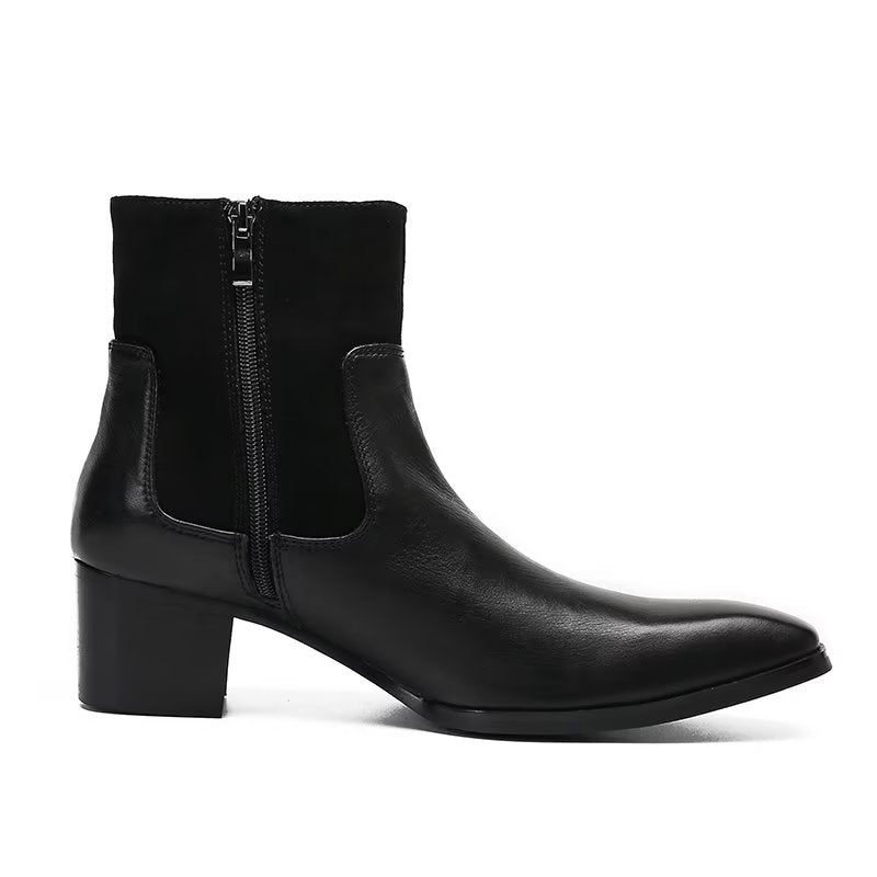 Botas Masculinas Luxo Com Padrão Crocodilo Couro - Preto 1