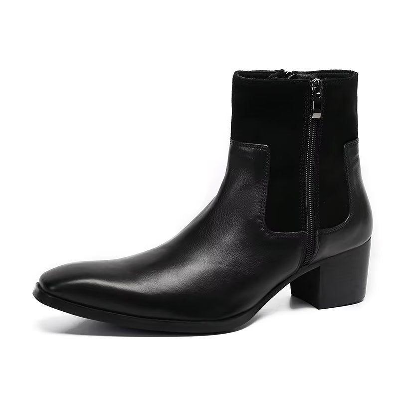 Botas Masculinas Luxo Com Padrão Crocodilo Couro - Preto 1