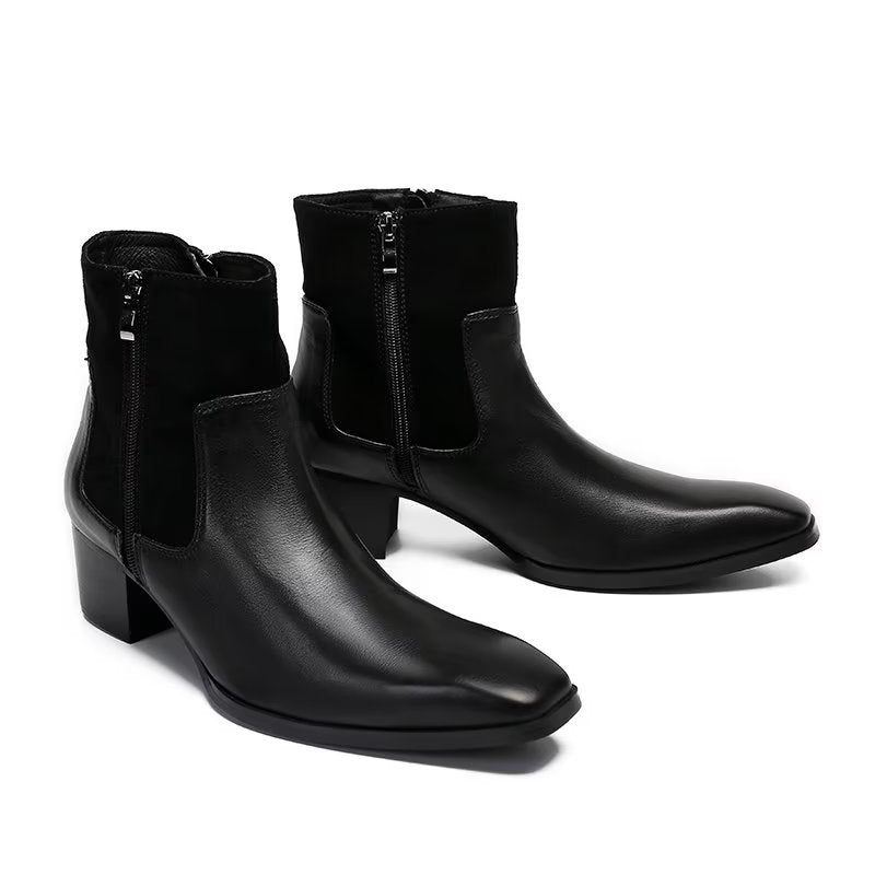 Botas Masculinas Luxo Com Padrão Crocodilo Couro - Preto 1