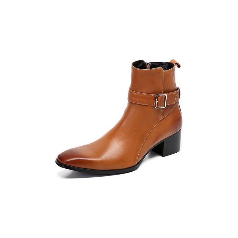 Botas Masculinas Luxo Com Padrão Crocodilo Couro - Marrom