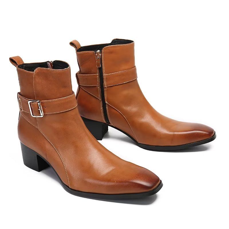 Botas Masculinas Luxo Com Padrão Crocodilo Couro - Marrom