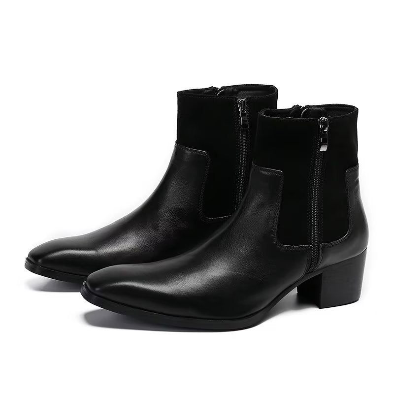 Botas Masculinas Luxo Com Padrão Crocodilo Couro - Preto 1