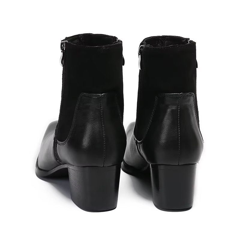 Botas Masculinas Luxo Com Padrão Crocodilo Couro - Preto 1