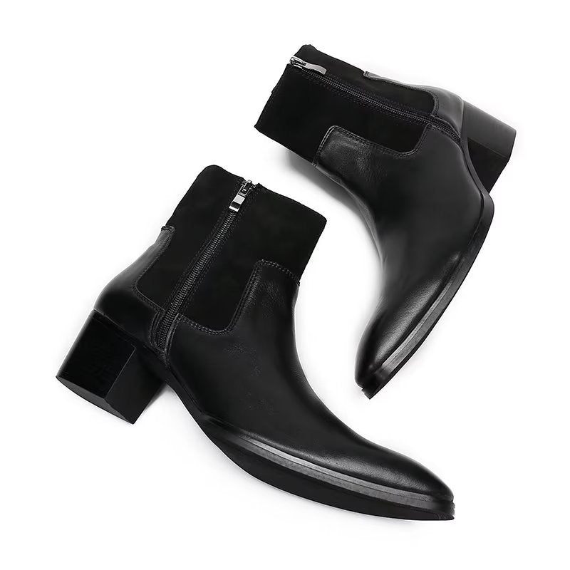 Botas Masculinas Luxo Com Padrão Crocodilo Couro - Preto 1