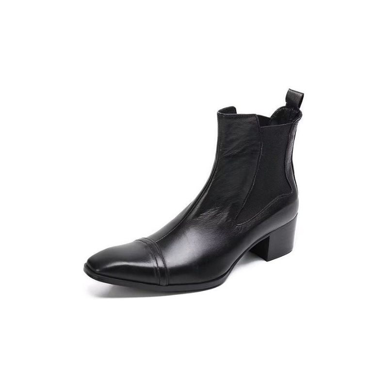 Botas Masculinas Luxo Com Textura Crocodilo Sociais Couro - Preto