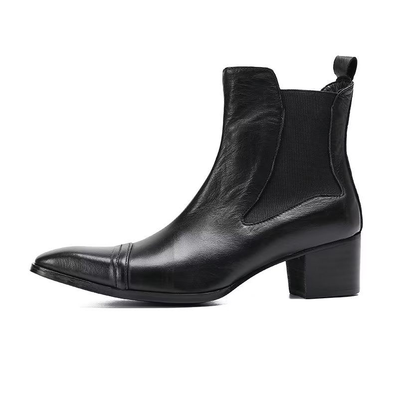 Botas Masculinas Luxo Com Textura Crocodilo Sociais Couro - Preto