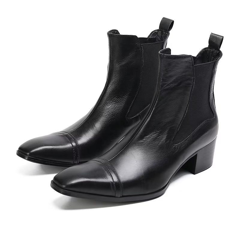 Botas Masculinas Luxo Com Textura Crocodilo Sociais Couro - Preto