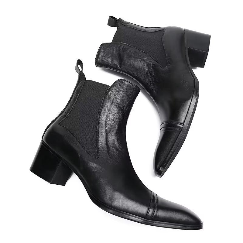 Botas Masculinas Luxo Com Textura Crocodilo Sociais Couro - Preto