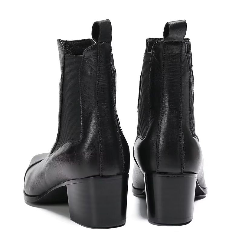 Botas Masculinas Luxo Com Textura Crocodilo Sociais Couro - Preto