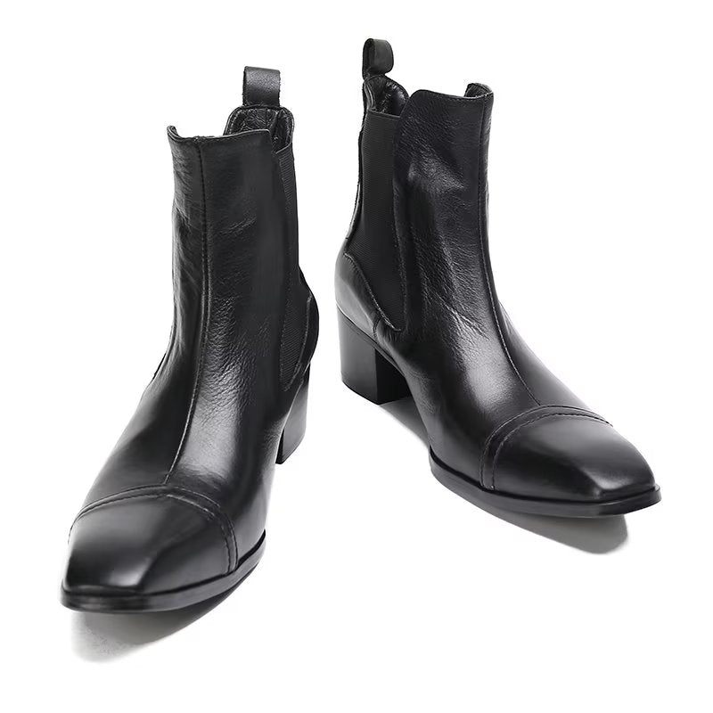 Botas Masculinas Luxo Com Textura Crocodilo Sociais Couro - Preto