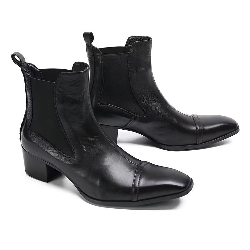 Botas Masculinas Luxo Com Textura Crocodilo Sociais Couro - Preto