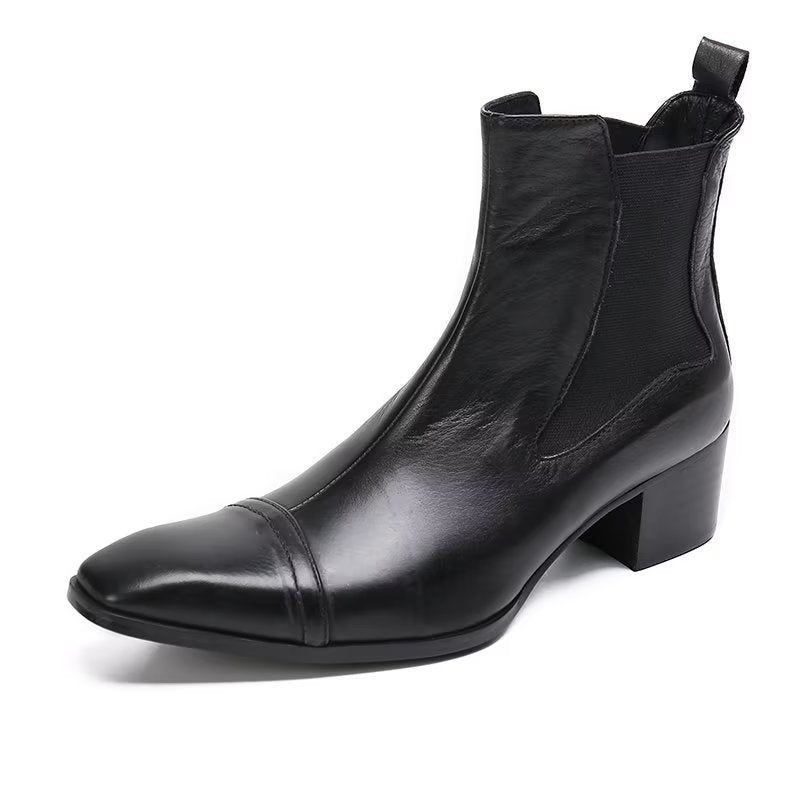 Botas Masculinas Luxo Com Textura Crocodilo Sociais Couro - Preto