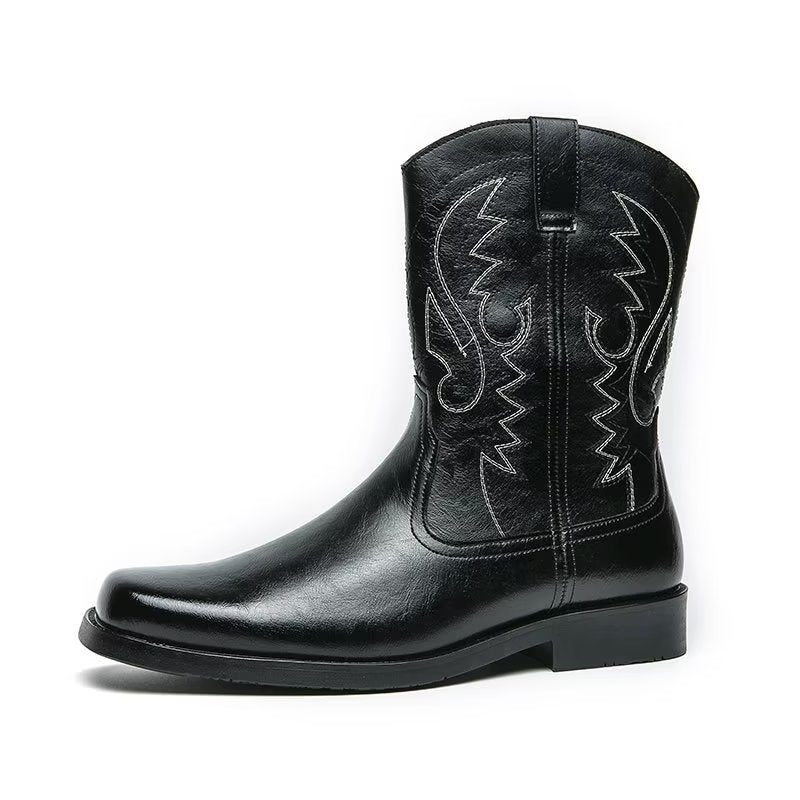 Botas Masculinas Luxo Com Zíper E Cano Médio - Preto