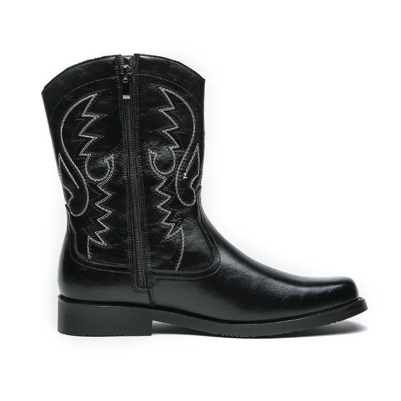 Botas Masculinas Luxo Com Zíper E Cano Médio - Preto