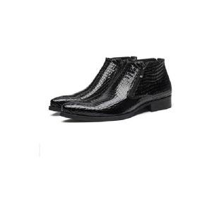 Botas Masculinas Luxo Com Zíper Serpente Chelsea Ankle Boots