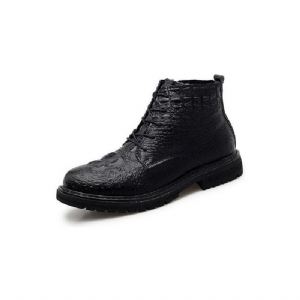 Botas Masculinas Luxo Crocfur Crocodilo Padrão Tornozelo Neve